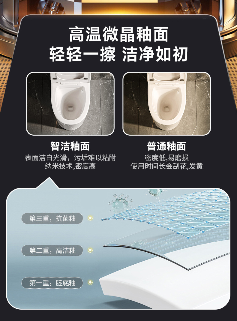Toilet, household sitting toilet, siphonic large pipe, anti-odor and anti-splash large pipe project, ceramic seat toilet pic 13