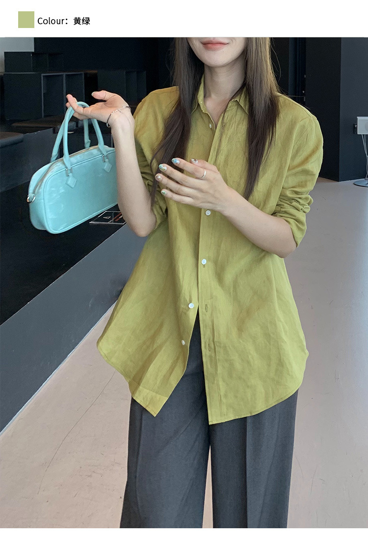 clean 慵懒舒适亚麻衬衣女2025十三行春季新款韩版时装衬衫 52271详情20