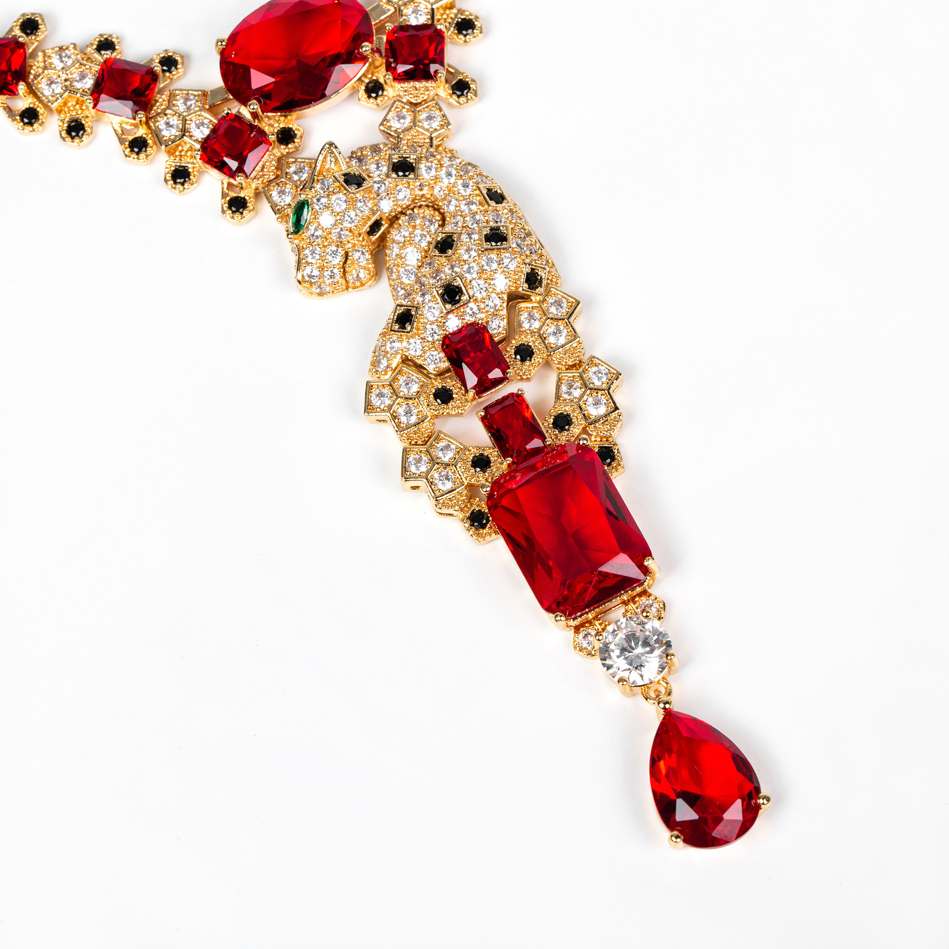 欧美豹子复古设计高级感珠宝晚礼服配饰气质饰品套装镶锆石项链女LYTJ30782格蒂莎珠宝首饰宴会礼服饰品套装详情8