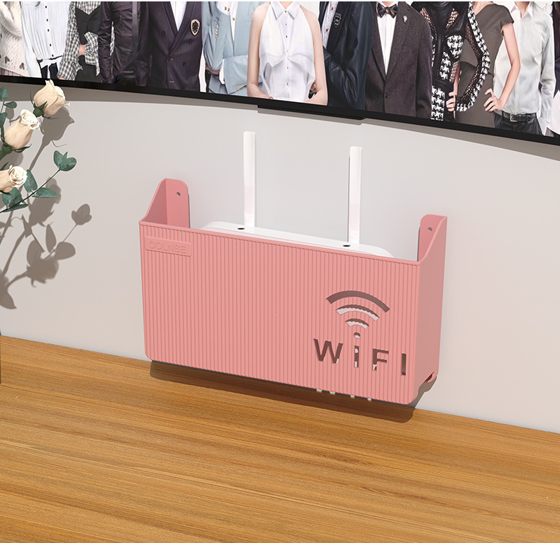 壁式收纳盒无线wifi电视机顶盒路由器置物架免打孔收纳盒子壁挂式详情30