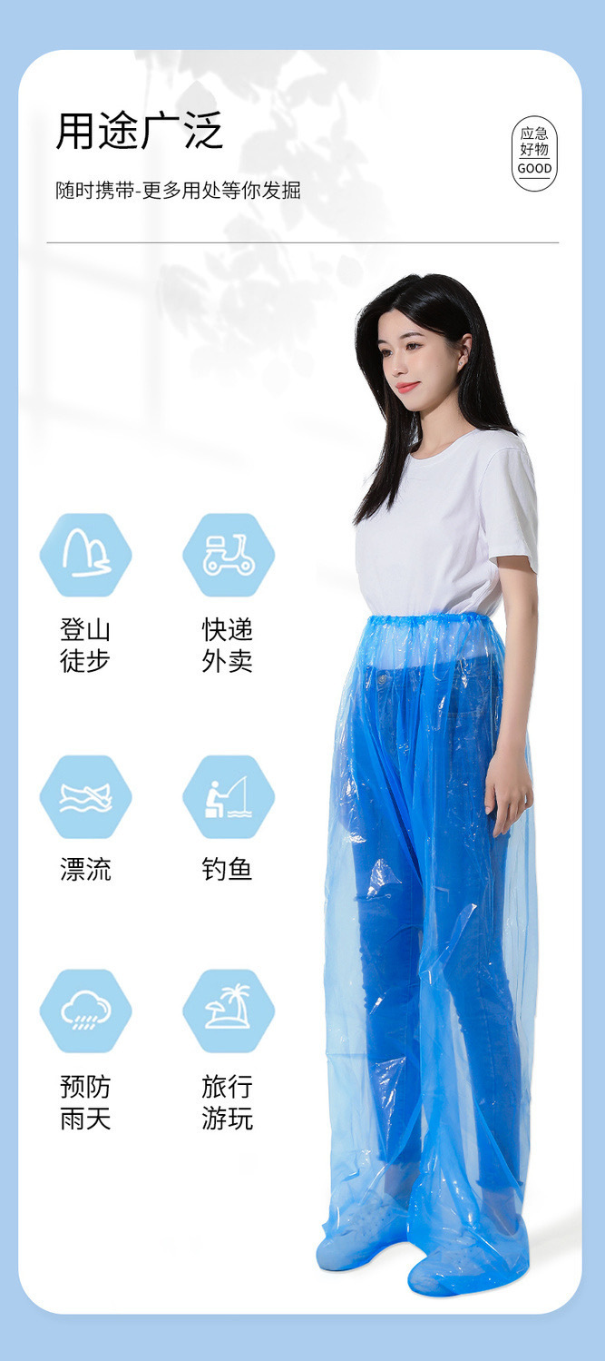 一次性雨裤加厚包脚全身漂流防水分体式套装长款男女骑行外卖旅游详情4