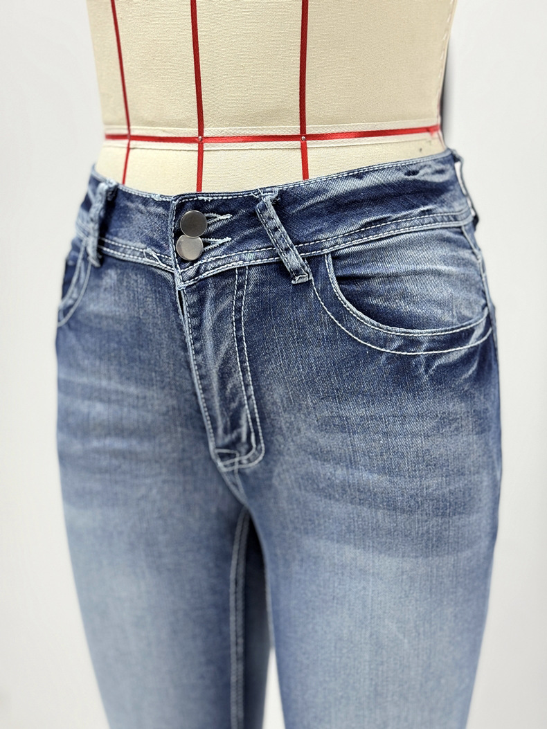 Aliexpress Cross-border Europe and America 2025 Spring New Embroidered jeans for women, high-quality straight-leg slimming stretch pants pic 12