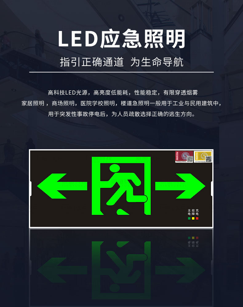 应急灯安全出口应急标志灯消防疏散灯LED箭头指示灯楼层指示牌A型详情6