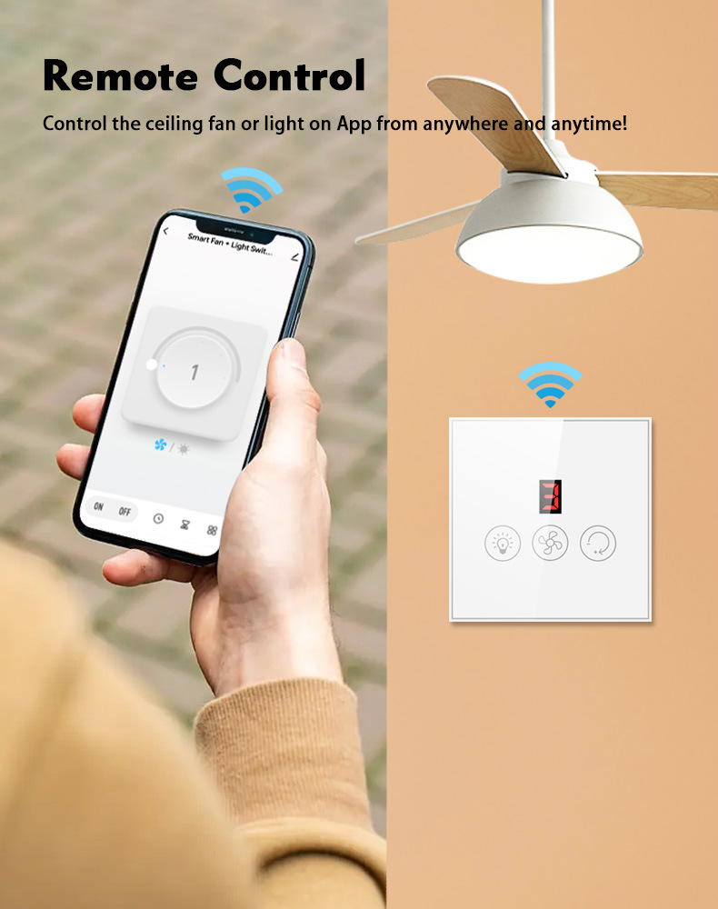 Tuya smart switch, European standard smart switch, WIFI fan light switch, digital display smart switch pic 4