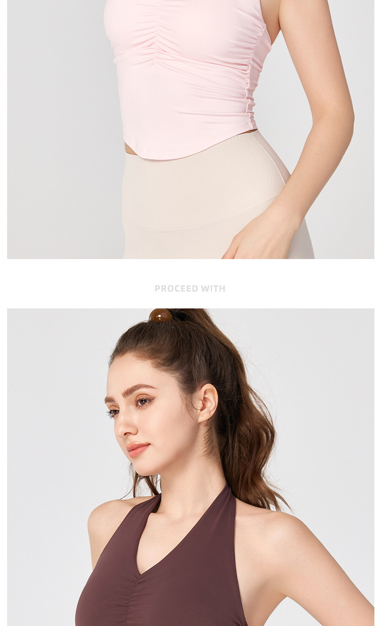 NULS辣妹欧美风挂脖露背瑜伽服固定杯美背裸感紧身运动背心女外穿详情14