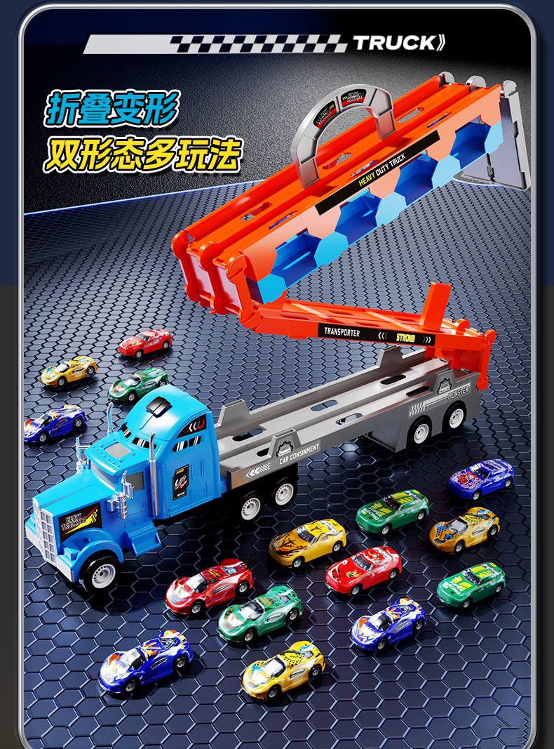 Cross-border deformation ejection large truck, container truck, toy folding double-track alloy vehicle, large inertial storage, gift pic 4
