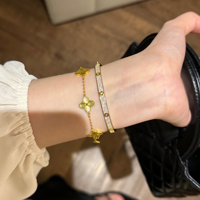 Light luxury French retro new Chinese style half-ring full diamond money bracelet, two-color heavy workmanship exquisite and elegant, versatile bracelet pic 6