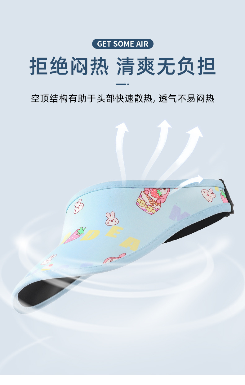 儿童太阳帽夏季无顶歪叽兔正版遮阳帽子男女童潮运动大帽檐防晒帽详情8