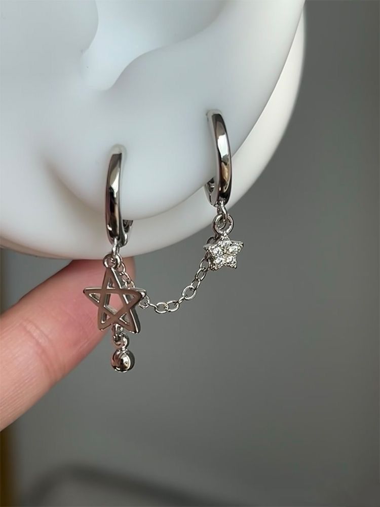 Korean simple diamond-encrusted elegant ear loops, electroplated matte silver ear rings, niche high-end earrings, personalized ear rings for women pic 3