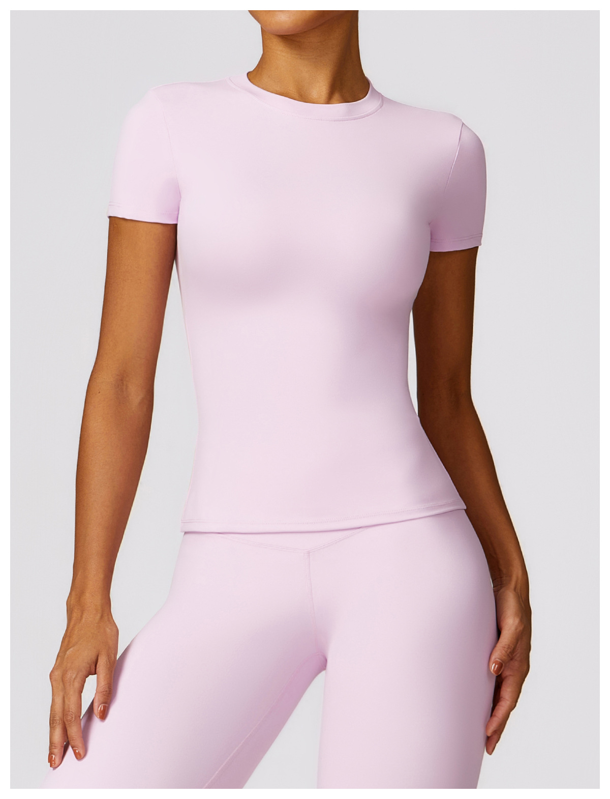 泽创春季t恤速干瑜伽服短袖健身上衣罩衫户外跑步运动短袖女8455详情51