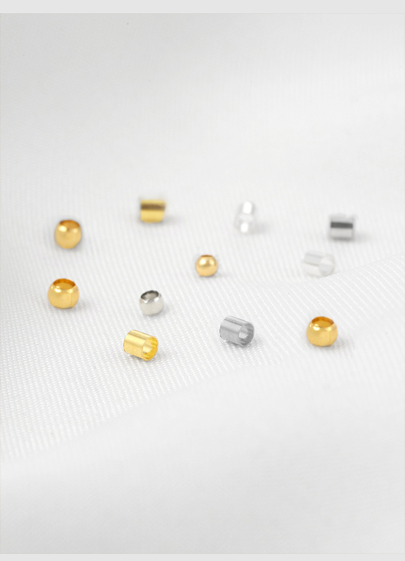 Factory direct sales of copper-plated 18k gold positioning beads, thick silver clamped flat handmade diy bracelet jewelry accessories, positioning tubes wholesale pic 6