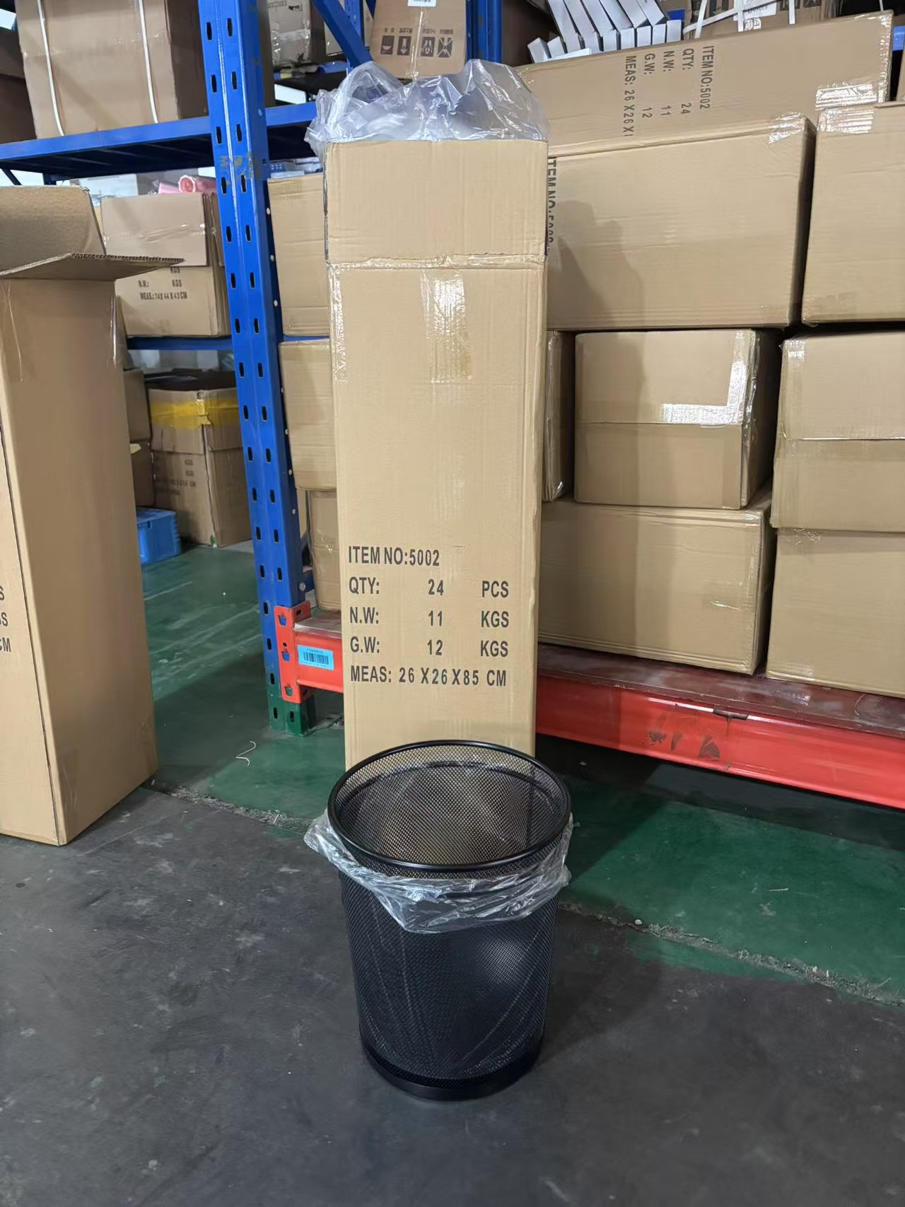 Metal hollowed-out household storage bucket, large capacity round garbage bin, ironwork kitchen storage bin trash can pic 15