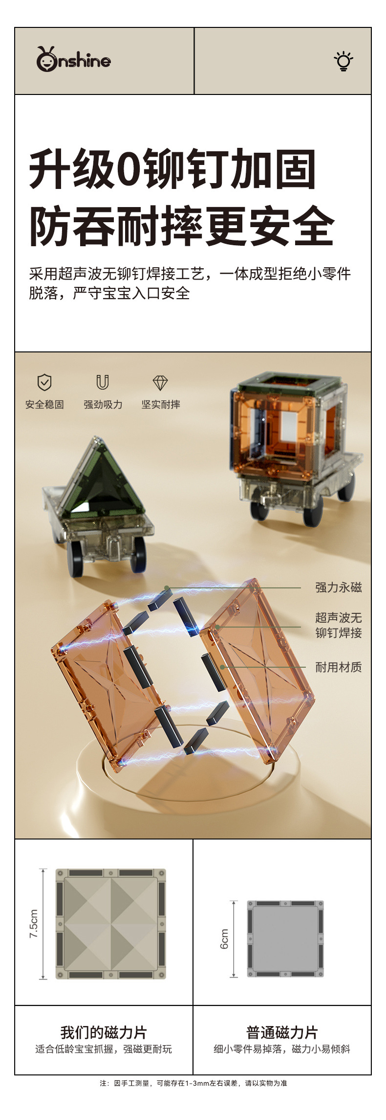 ONSHINE/童年无限大自然色磁力片益智玩具立体彩窗磁力片生日礼物详情14