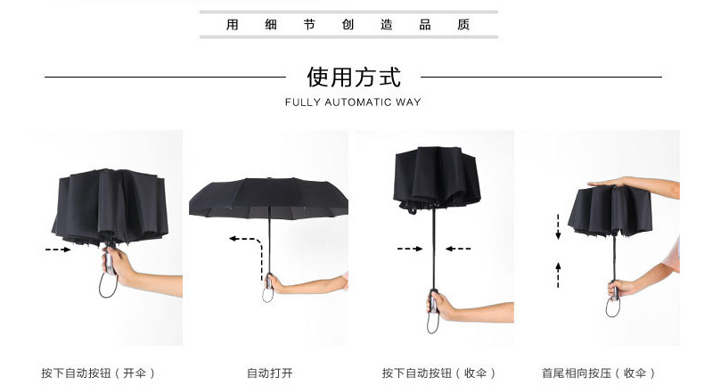 三折全自动晴雨伞折叠伞男商务伞复古绅士雨伞定雨伞logo广告伞详情17