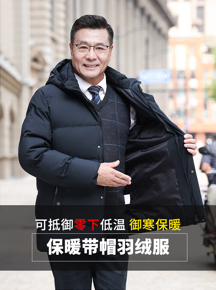 新品中老年人羽绒服男短款加厚2024冬装老年父亲爸爸鸭绒保暖外套详情8