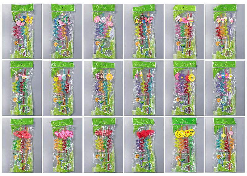 In-stock creative straws, PET spiral-shaped beverage straws, cactus decorative colored artistic plastic straws pic 8