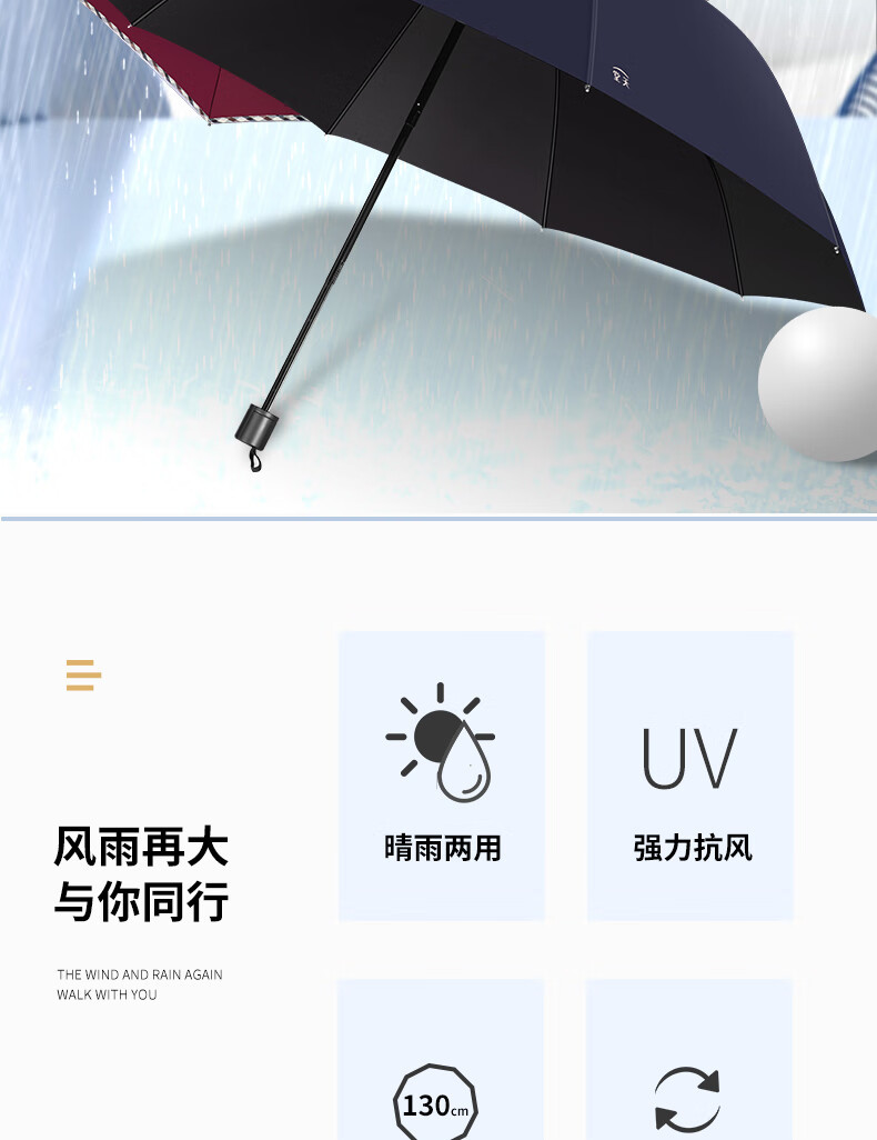 天堂雨伞大号紫外线折叠超大双人加固太阳伞防晒男女两用晴雨黑胶详情2