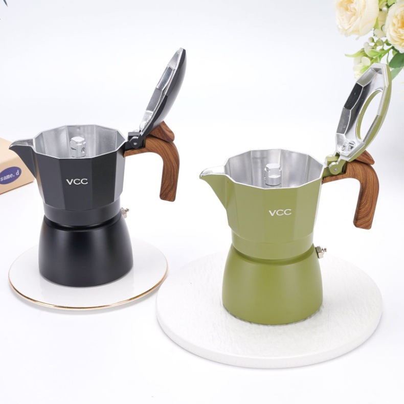 Double-valve Mocha pot Italian coffee maker, outdoor concentrated extraction hand-brewed, camping retro pot equipment, custom coffee machine pic 4