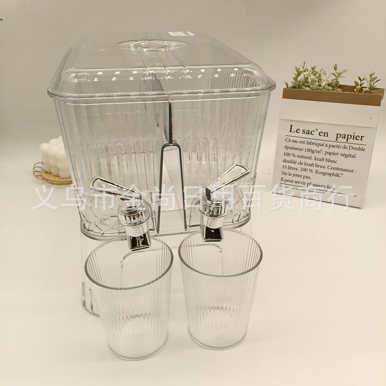 A large-capacity cold water bucket with compartments and a faucet that can hold 2 types of beverages. It is a must-have beverage bucket for home summer pic 1