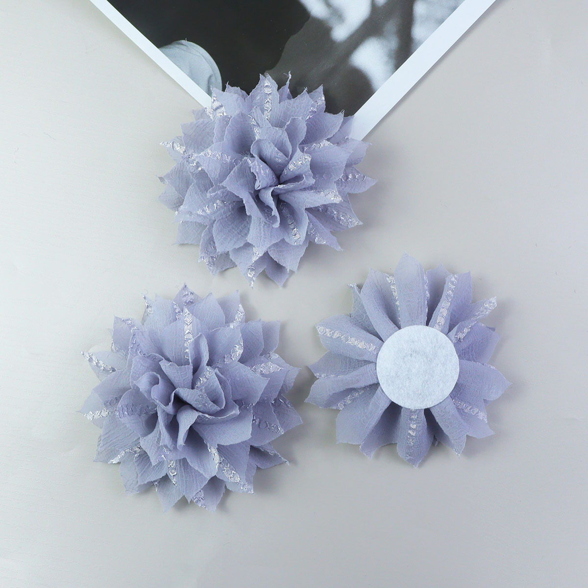 12CM压皱纹理小清新爪子花朵元素服装辅料鞋花配件钥匙扣配饰饰品详情6