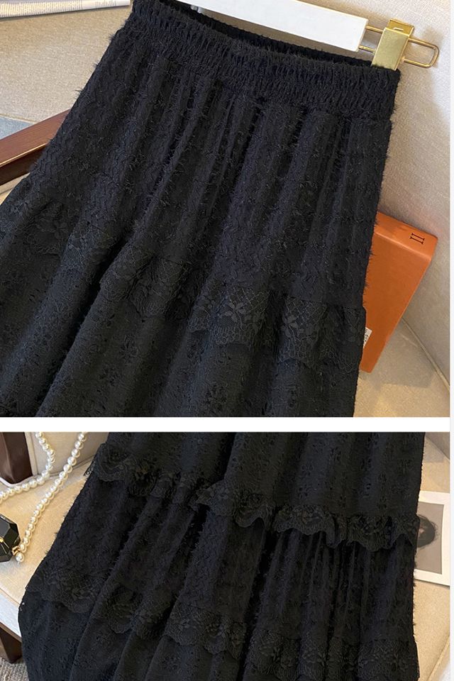 寻款法式春夏蕾丝温柔2024镂空蛋糕新款高腰拼接显瘦半身裙长裙详情10
