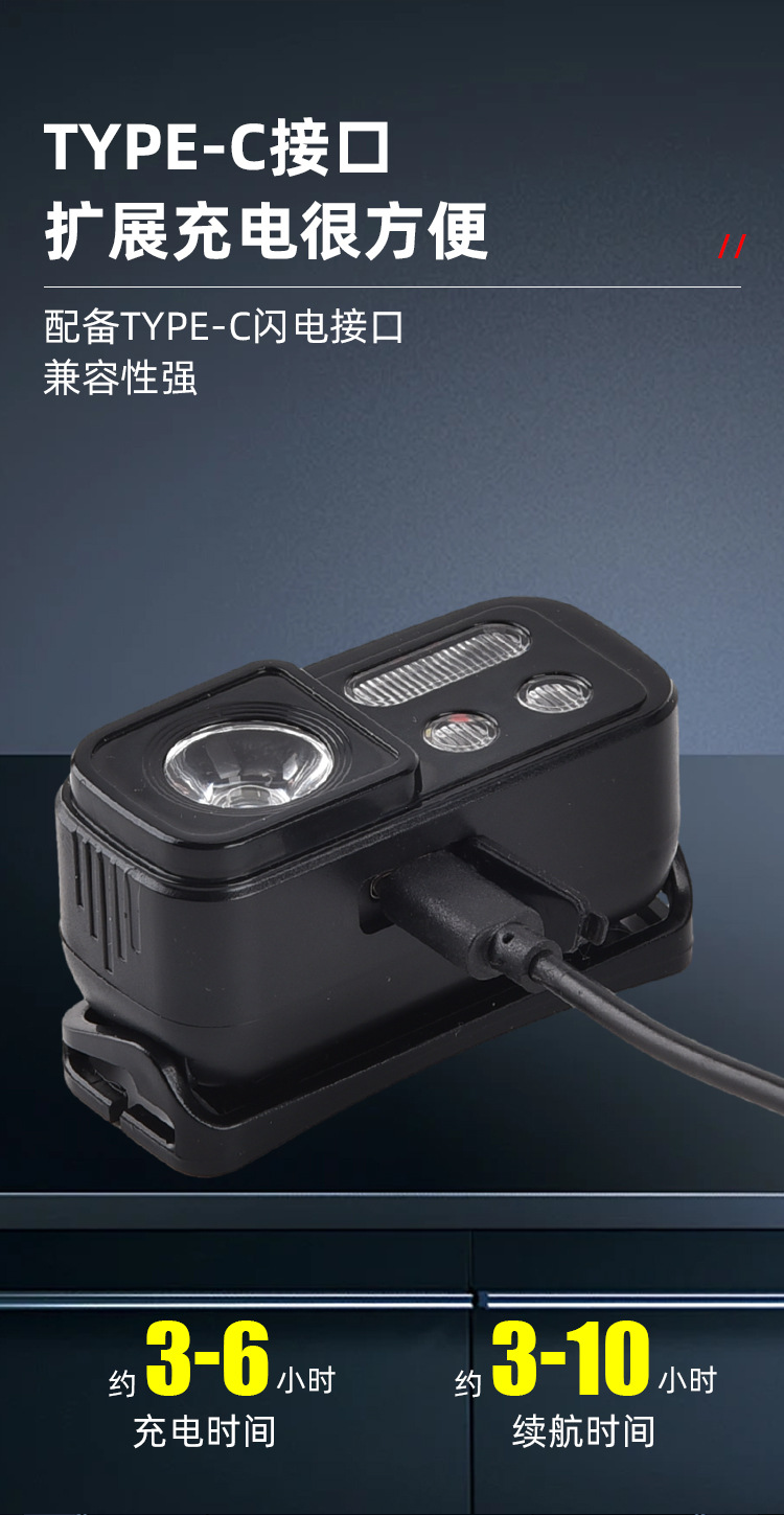 跨境户外强光led头灯便携多功能USB徒步骑行灯轻便头戴式夜钓鱼灯详情10