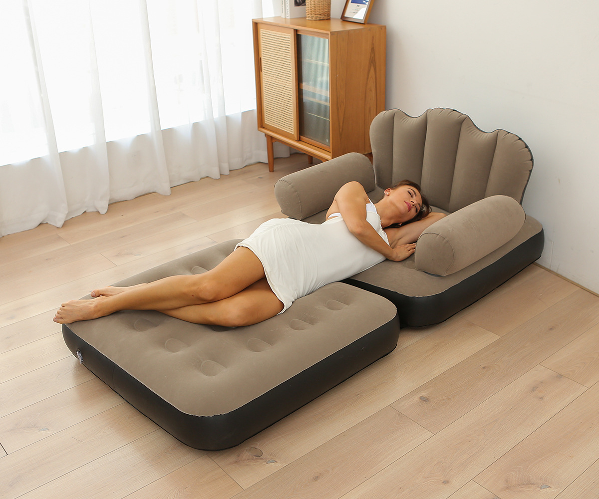 New folding dual-purpose inflatable sofa bed, thickened PVC lazy five-in-one sofa mattress, cross-border wholesale in stock pic 5