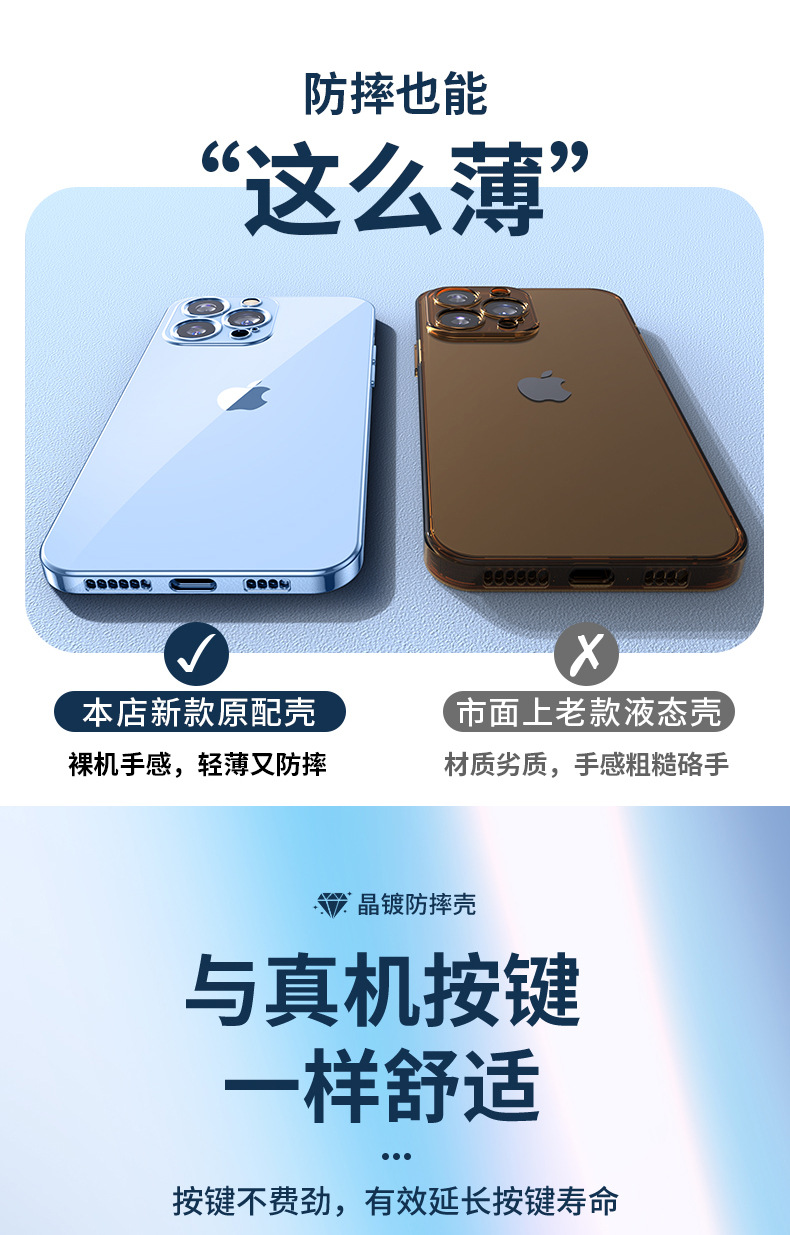 自带镜头膜电镀tpu透明适用iPhone15手机壳全包苹果14Pro防摔软套详情47