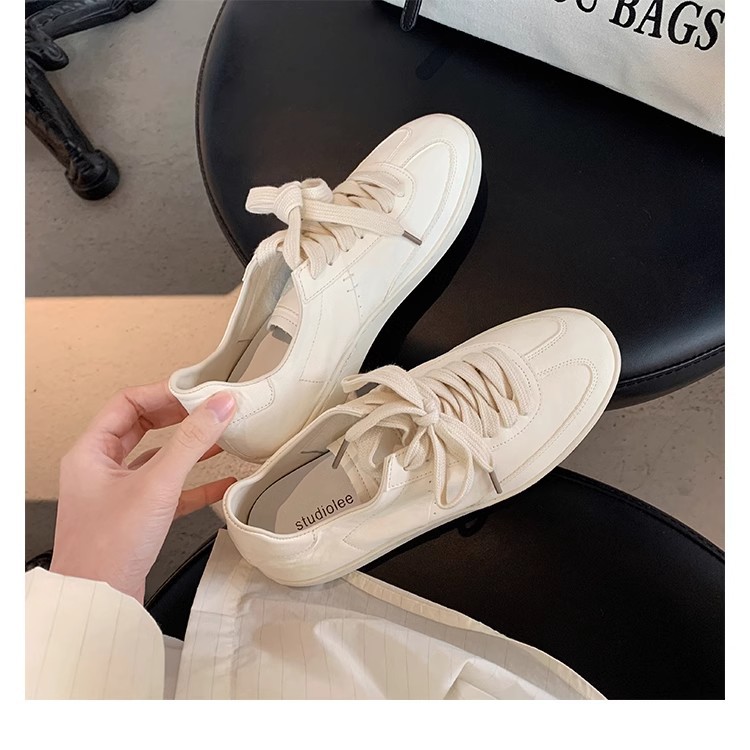 葡萄妈studiolee同款牛皮系带休闲百搭运动板鞋圆头小白鞋女新款详情38