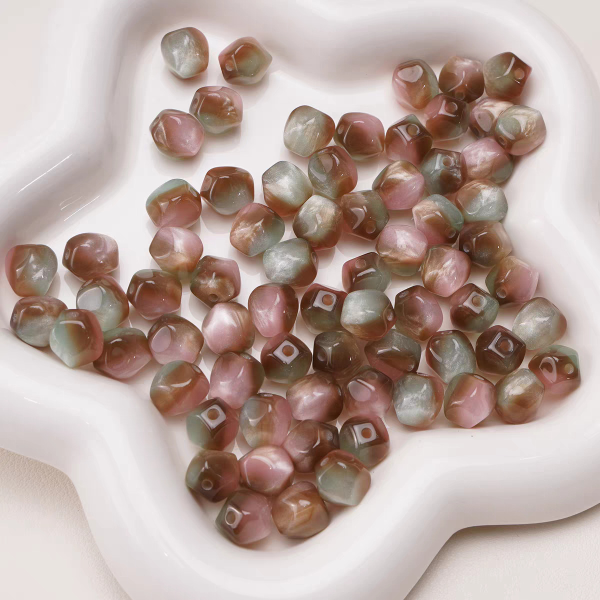 梦幻奶油色晕染八角珠异型珠圆珠散珠手工DIY手链项链珠子饰品配详情6