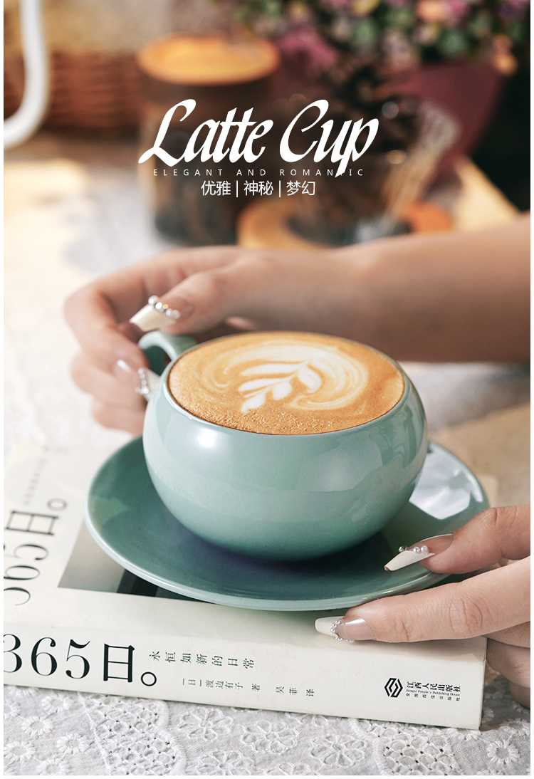 1F31 Egg cup Coffee Cup, ceramic color glaze color-blocking ins style macaron color-blocking latte latte latte cup pic 16