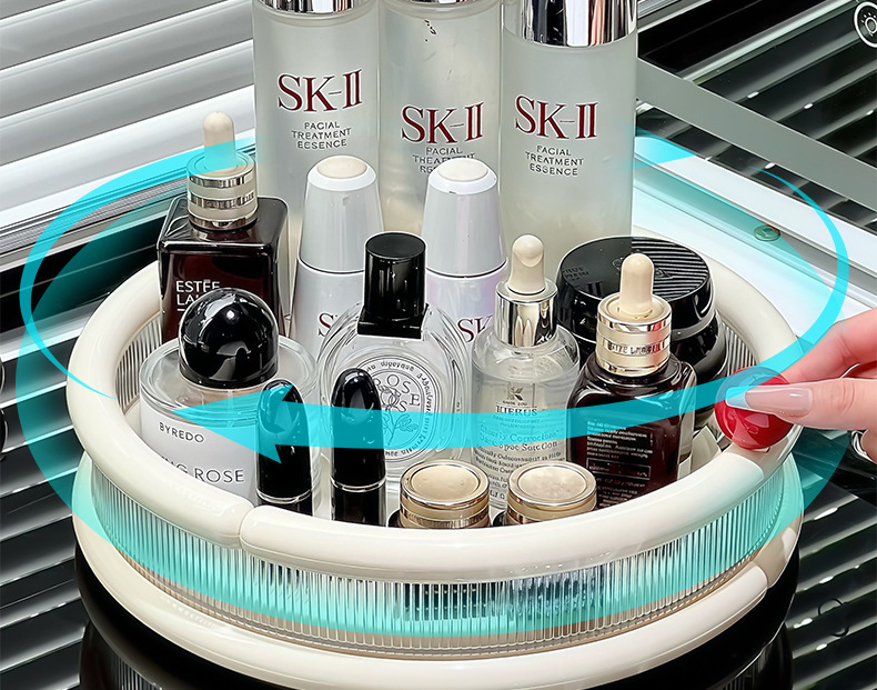 Rotating cosmetics storage box, table skin care product tray, shelf, lipstick, perfume, lotion, dressing table storage plate pic 6