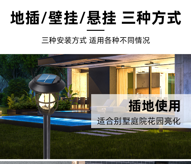 Cross-border solar wall lamps, outdoor waterproof retro garden lamps, outdoor garden atmosphere lamps, decorative lamps, hanging wall lamps pic 5