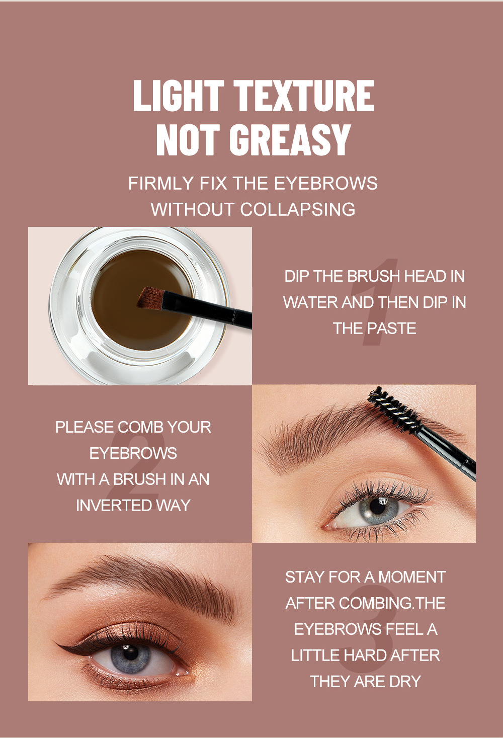 ANYLADY染眉膏二合一持久不晕染显色化妆品欧美跨境三色带刷眉粉详情4