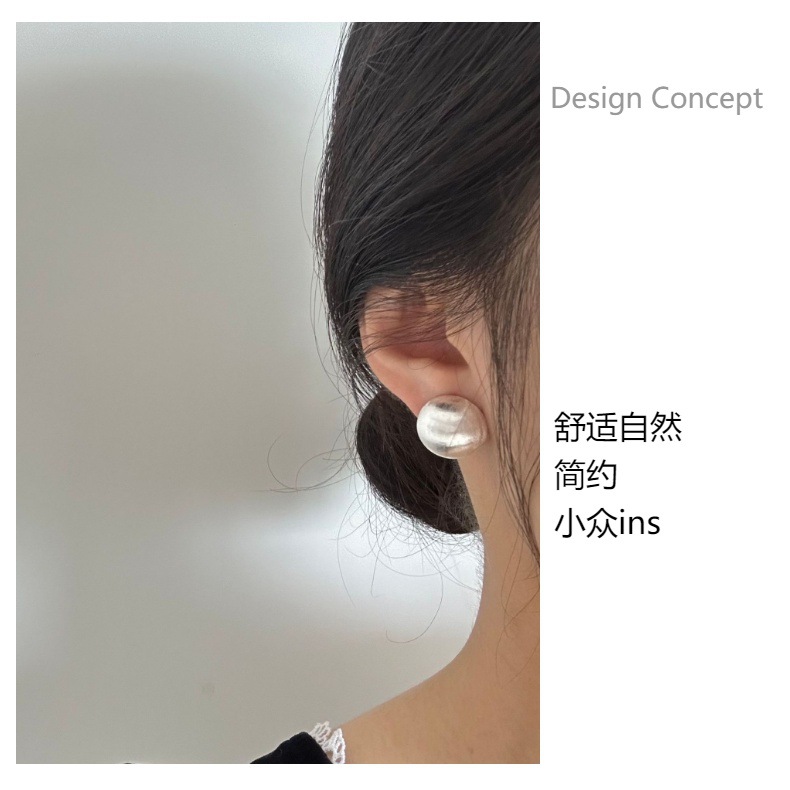 哑光磨砂拉丝韩ins风百搭气质s925银耳钉小众设计金属感简约耳饰详情4