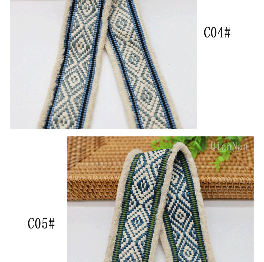 Factory direct supply of 60mm wide fringed tassel ethnic style jacquard webbing for luggage straps, clothing, shoes and hats, and decorative accessories pic 19