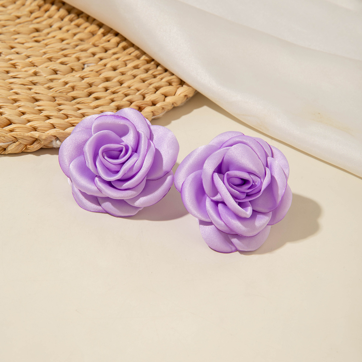 欧美跨境饰品简约烧边烤边布料山茶花耳环清新甜美花朵耳钉耳饰女详情15