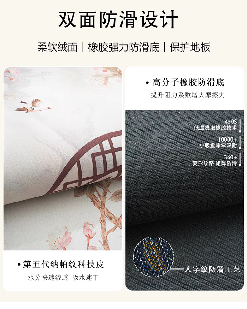 国潮沥水垫吸水茶桌垫布茶台干炮杯垫新中式禅意茶席中国风桌旗硅藻泥详情4