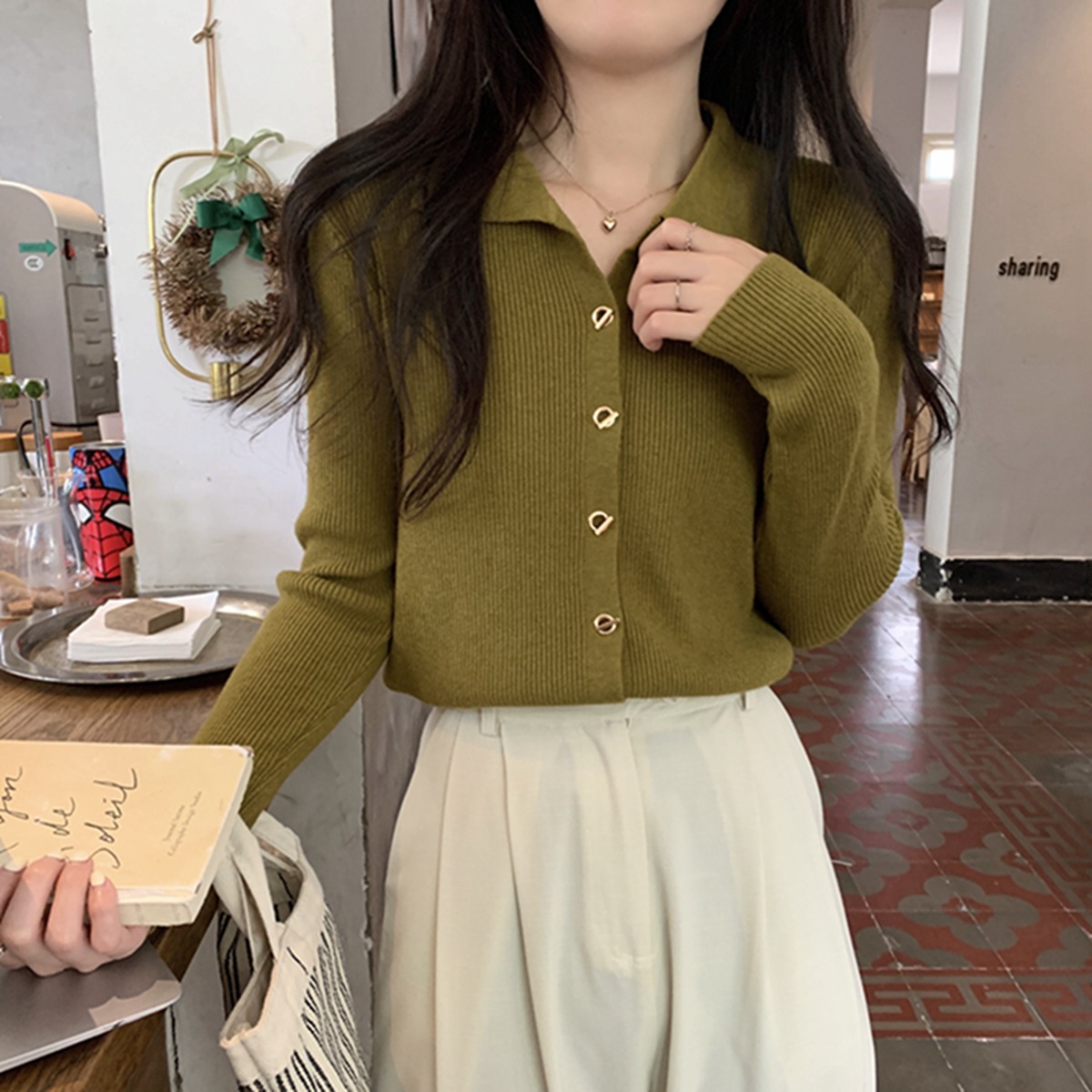 polo领内搭打底针织衫毛衣女秋冬2023新款早秋设计感别致独特上衣详情2