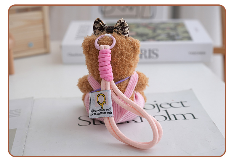 Cute internet-famous overalls, camera, teddy bear, plush toy, hanging ornament, cartoon costume, fabric doll, toy bag decoration pic 13