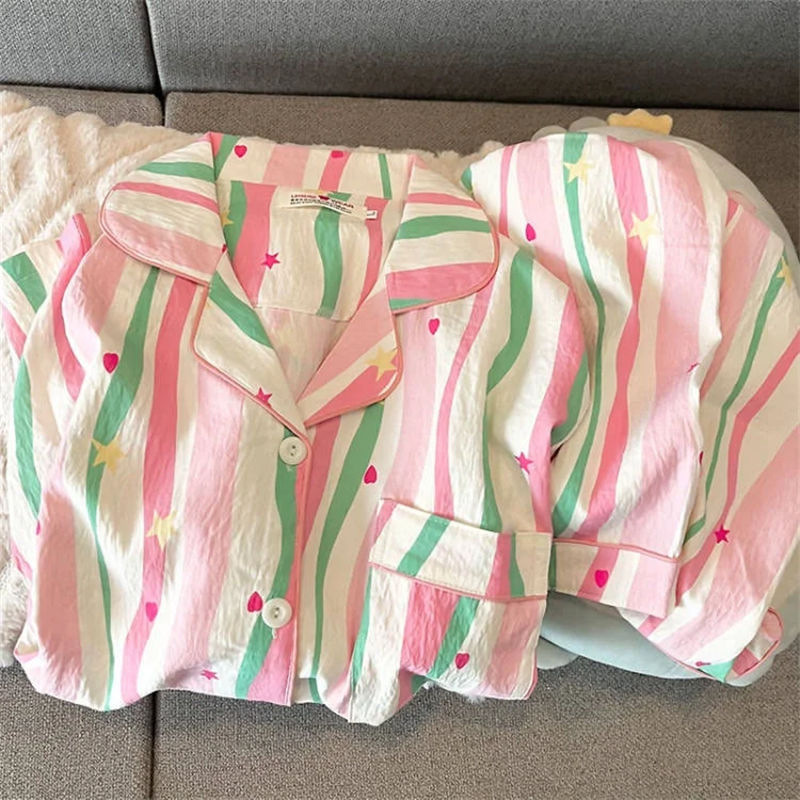 Pajama Women Summer Cloud Cotton 2024 New Style sweet and cute cardigan casual short-sleeved and short-shorts home wear set pic 16