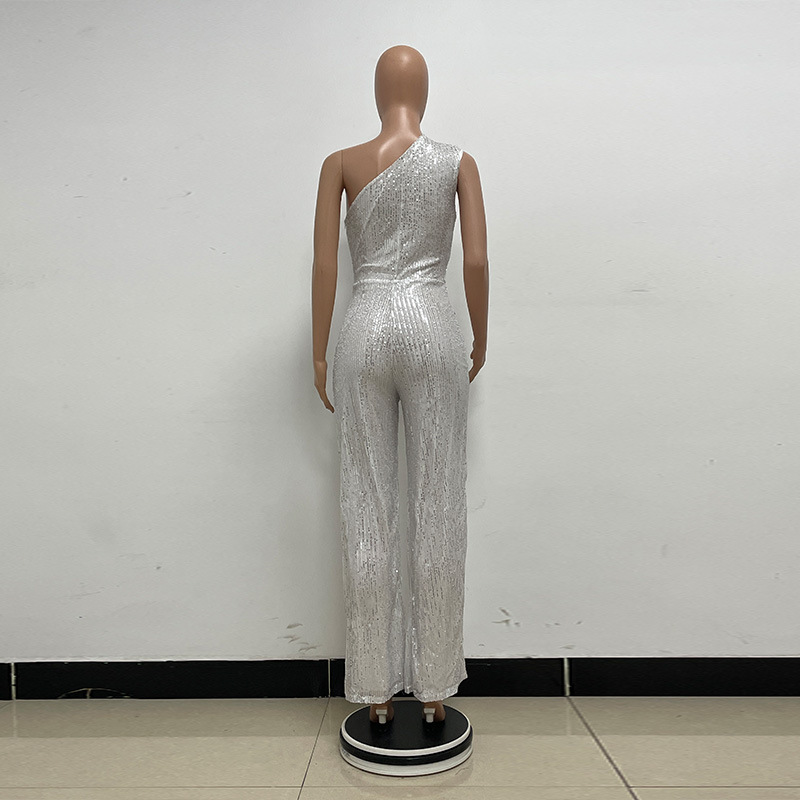 新中式无袖连体衣独立站夏季单肩亮片连体裤女批发详情32