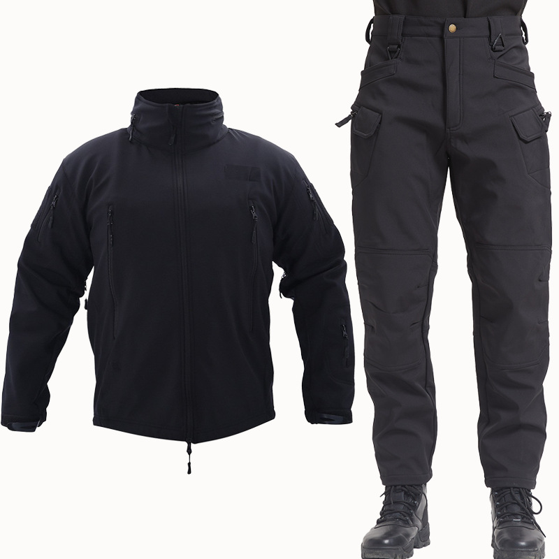 Yitu Autumn/Winter X7-511 Soft Shell Down Jacket and Pants Set, waterproof and wear-resistant fleece outdoor sports warm tactical workwear for men pic 17