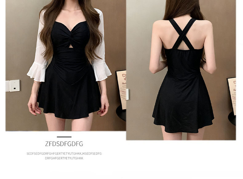 A new conservative one-piece swimsuit for women in 2026, which covers the belly and makes you look slimmer. Swimming women wear outer shirts to soak in hot springs. 125333 pic 16