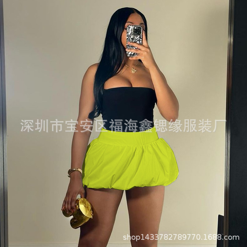 欧美2025性感女装新款纯色百搭Bubble泡泡裙高腰半身裙12色现货详情21