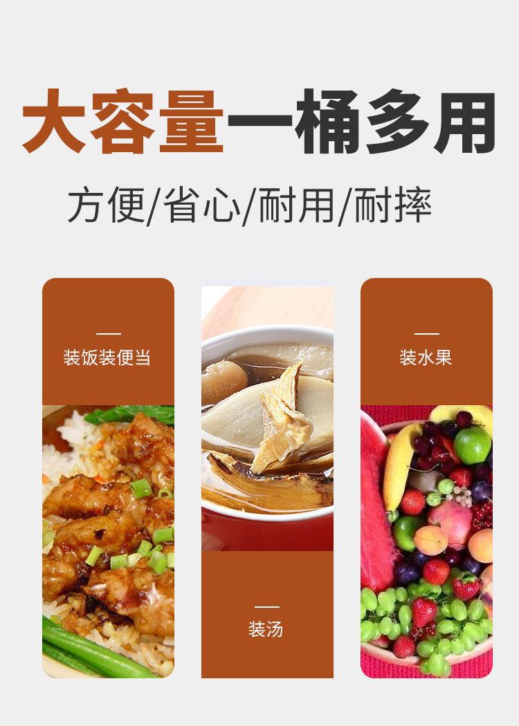 加厚不锈钢双层保温提锅上班族学生便当盒大容量三层真空饭桶饭篮详情2