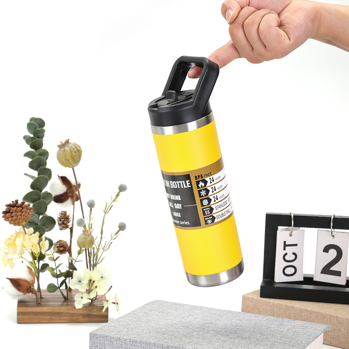 New large-capacity 304 stainless steel insulated cup for foreign trade, outdoor portable double-layer car cup, mountain climbing sports water bottle pic 3