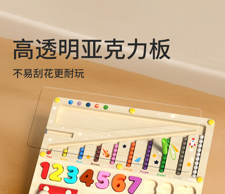 A wooden four-in-one multi-functional board for children, magnetic pen movement and positioning game, logical thinking training and educational toy pic 38