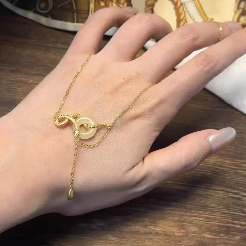 蛇项链女复古精致黄金色灵蛇平安扣吊坠小众设计 感气质锁骨链详情4