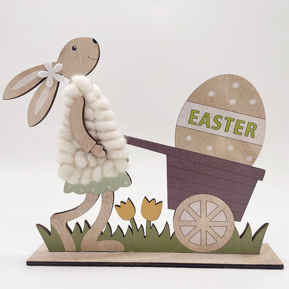 春天园艺木质小兔子摆件装饰品 复活节兔子鸡蛋工艺品桌面小摆件详情2